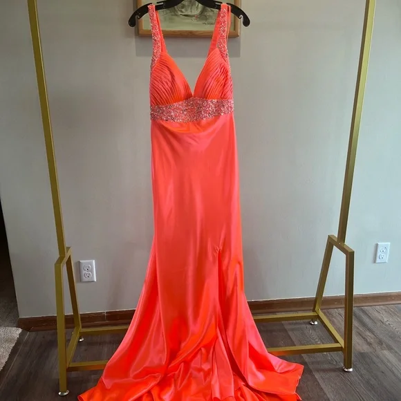 Mori Lee Dresses | Gorgeous Neon Orange Prom Dress - Size 11/12 | Color: Orange | Size: 12 | Jebs1210's Closet Mori Lee Dresses | Gorgeous Neon Orange Prom Dress - Size 11/12 | Color: Orange | Size: 12 | Jebs1210's Closet